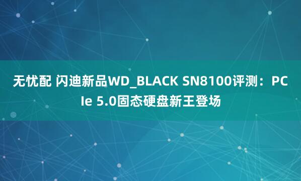 无忧配 闪迪新品WD_BLACK SN8100评测：PCIe 5.0固态硬盘新王登场