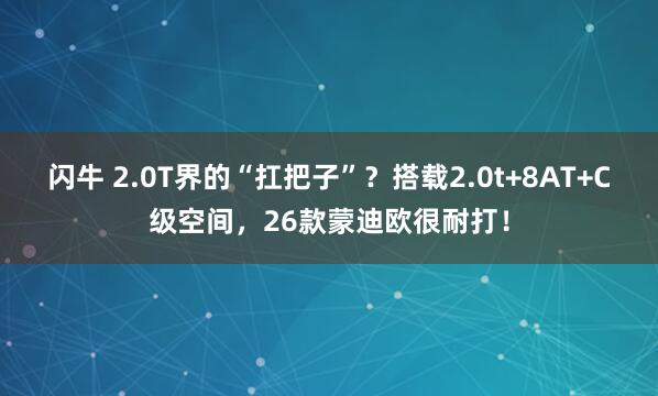 闪牛 2.0T界的“扛把子”?搭载2.0t+8AT+C级空间,26款蒙迪欧很耐打!