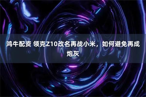 鸿牛配资 领克Z10改名再战小米,如何避免再成炮灰
