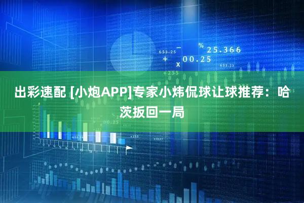 出彩速配 [小炮APP]专家小炜侃球让球推荐：哈茨扳回一局